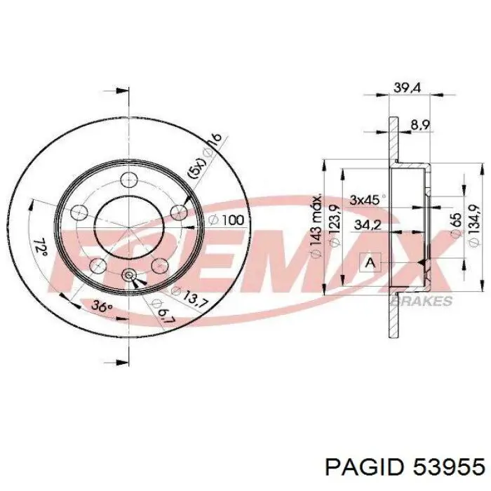 53955 HELLA-PAGID disco de freno trasero