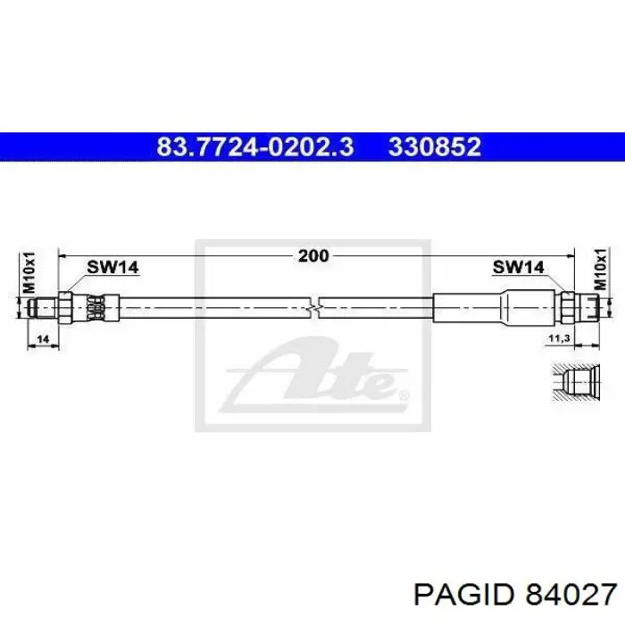 84027 HELLA-PAGID tubo flexible de frenos trasero