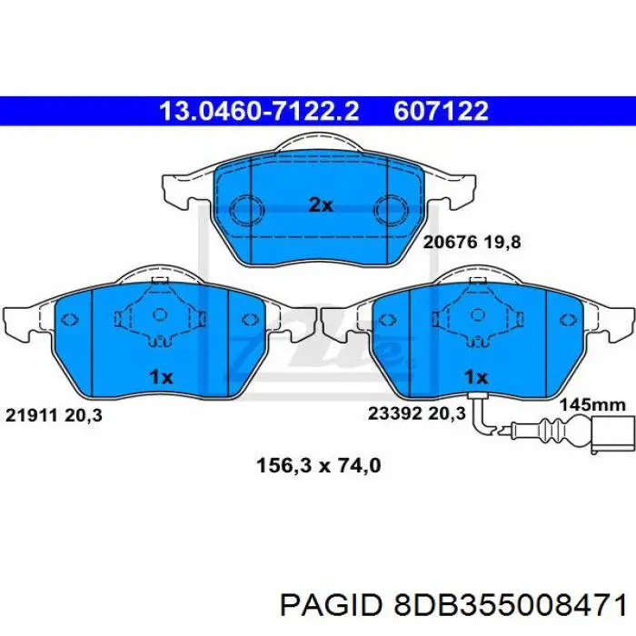 8DB355008471 HELLA-PAGID pastillas de freno delanteras