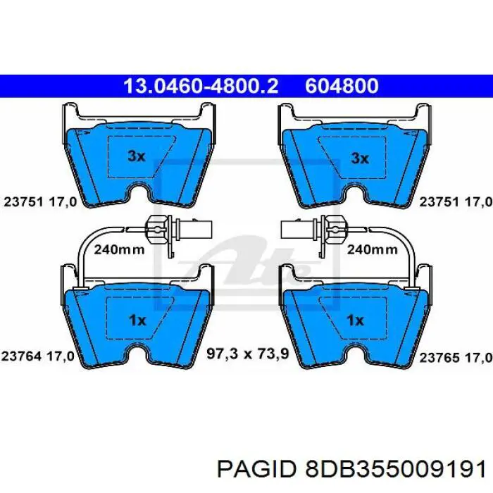 8DB355009191 HELLA-PAGID pastillas de freno delanteras