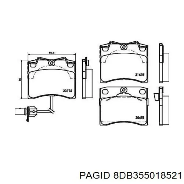 8DB355018521 HELLA-PAGID pastillas de freno delanteras