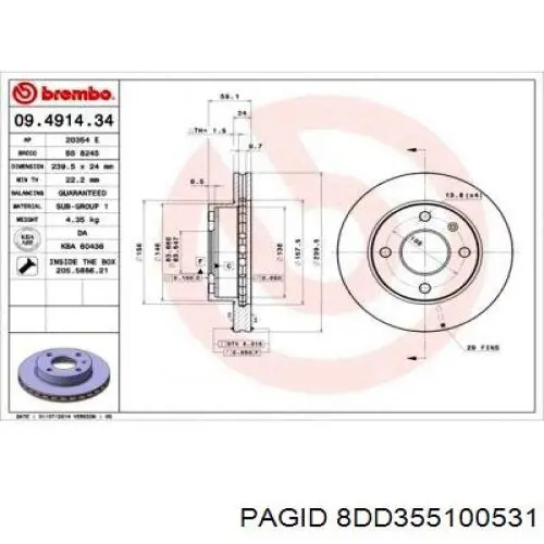 Freno de disco delantero Ford Escort 4 GAF, AWF, ABFT