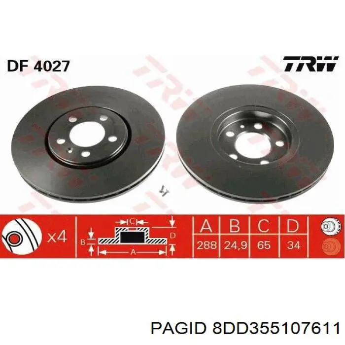Freno de disco delantero Mercedes E C124