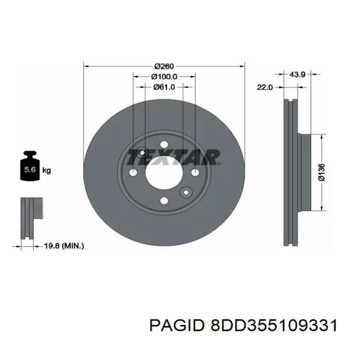 Freno de disco delantero Nissan Versa E12X