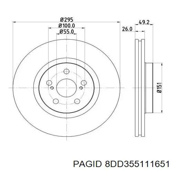 8DD 355 111-651 HELLA-PAGID freno de disco delantero