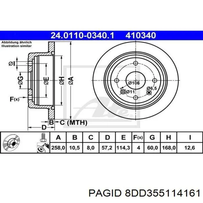 Disco de freno trasero Chevrolet Aveo 2 T250, T255