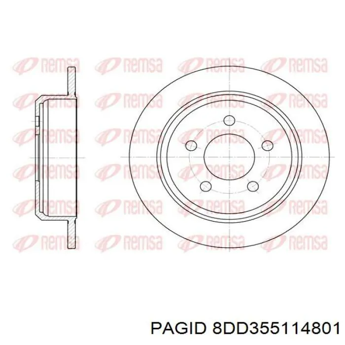 8DD 355 114-801 HELLA-PAGID disco de freno trasero