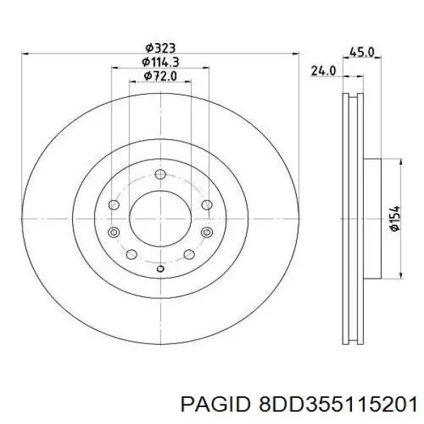 8DD355115201 HELLA-PAGID freno de disco delantero