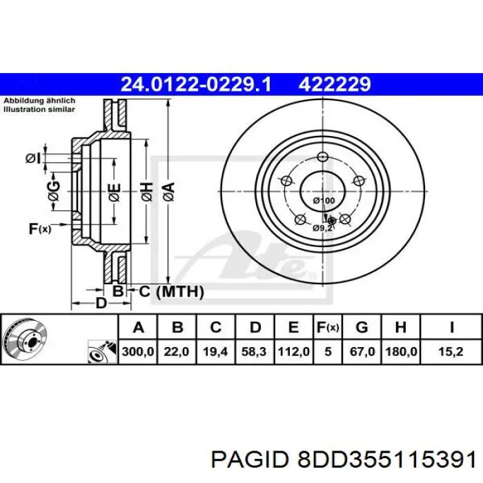 8DD355115391 HELLA-PAGID disco de freno trasero