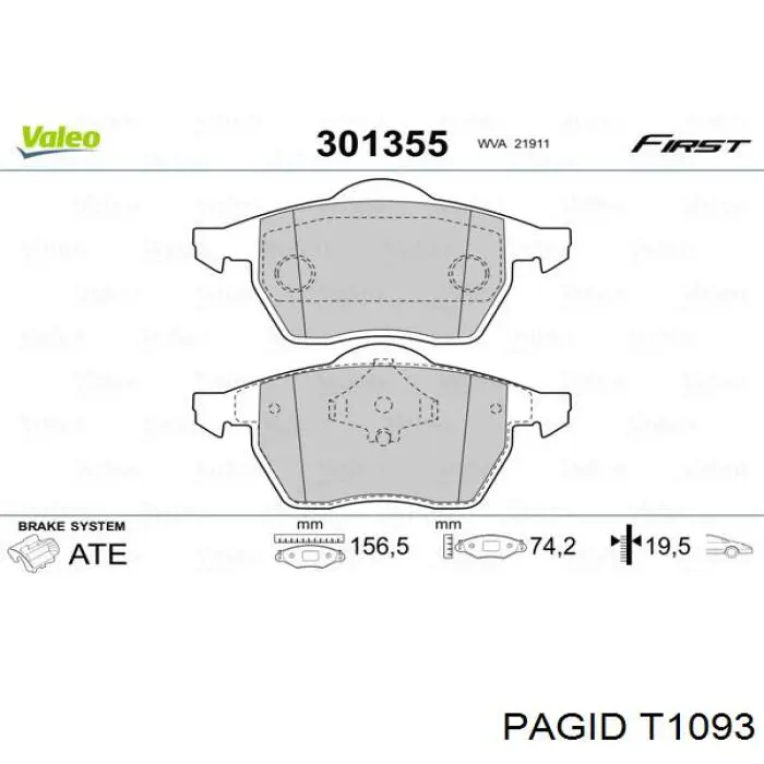 T1093 HELLA-PAGID pastillas de freno delanteras