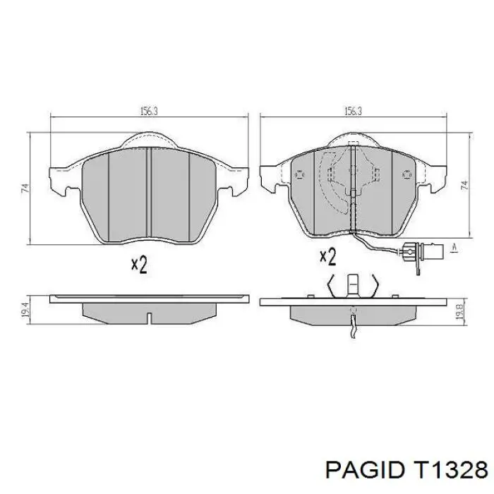 Comprar T1328 HELLA-PAGID Pastillas delanteras de freno
