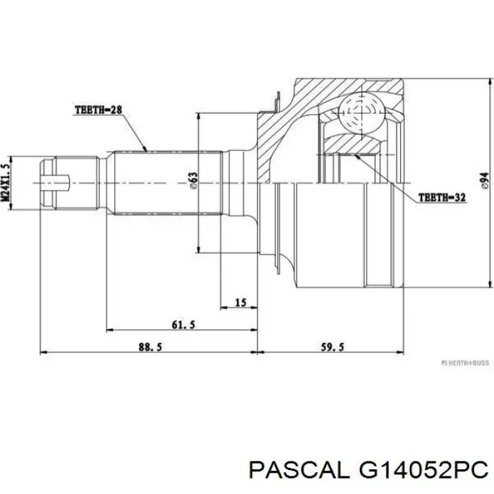 G14052PC Pascal junta homocinética exterior delantera
