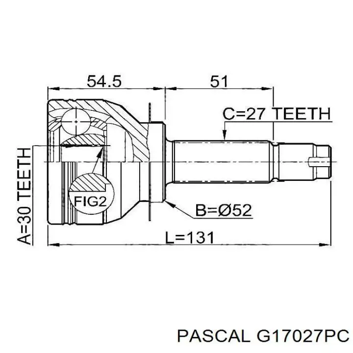 Junta homocinética exterior delantera Pascal G17027PC precio, desde 39,76 EUR