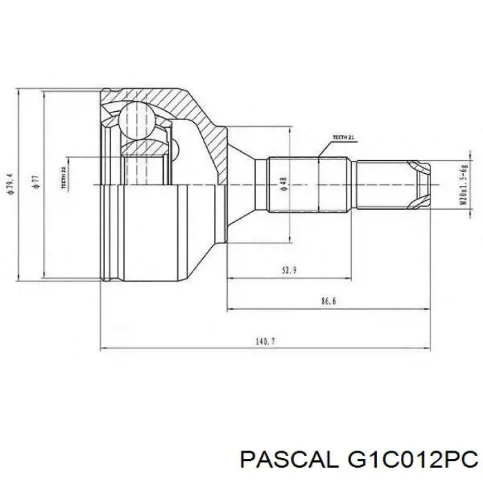 G1C012PC Pascal junta homocinética exterior delantera izquierda
