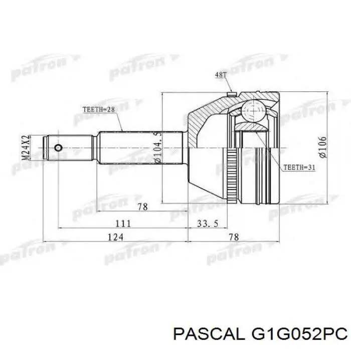 Junta homocinética exterior delantera Pascal G1G052PC precio, desde 50,01 EUR