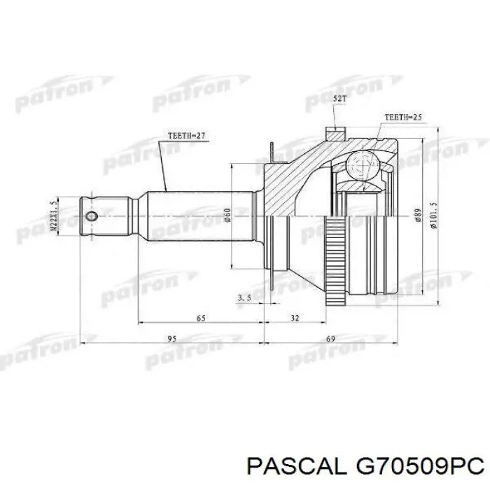 Junta homocinética interior trasera 4950526T00 Hyundai/Kia