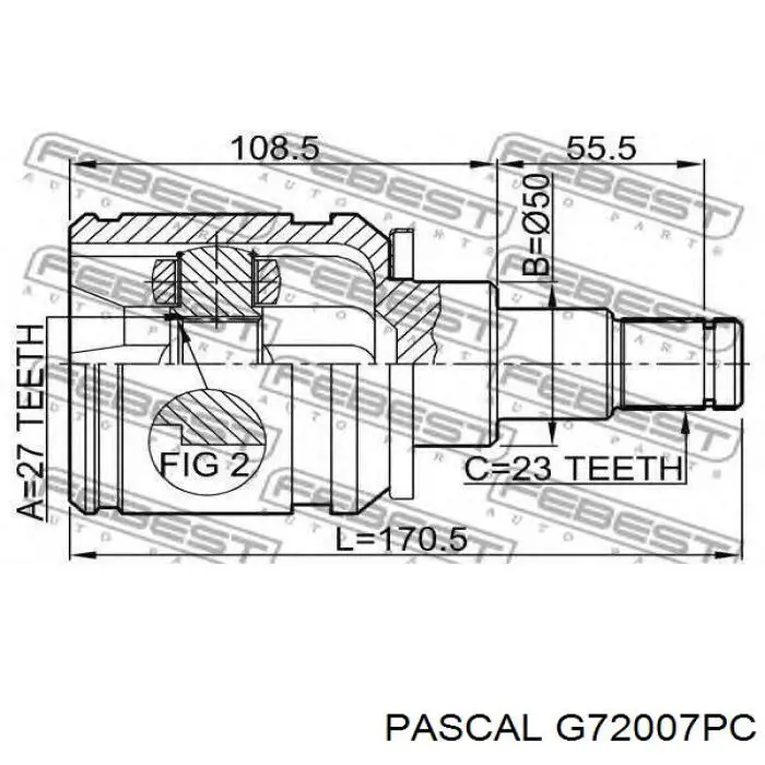 G72007PC Pascal junta homocinética interior delantera izquierda