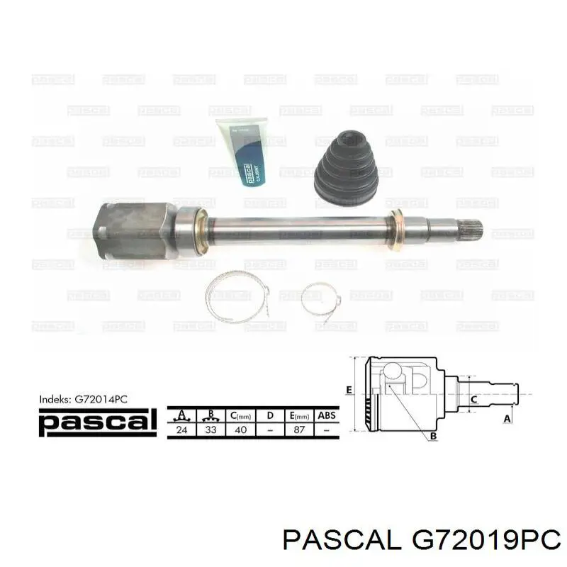 Junta homocinética interna delantera Pascal G72019PC precio, desde 54,38 EUR
