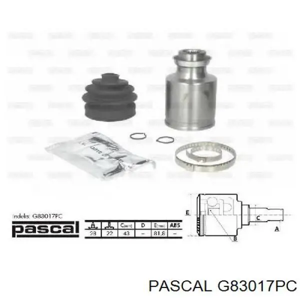 Junta homocinética interna delantera derecha Pascal G83017PC precio, desde 50,82 EUR