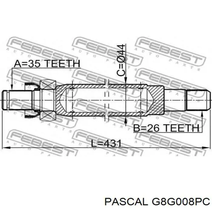 G8G008PC Pascal semieje de transmisión intermedio