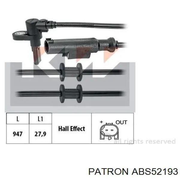 ABS52193 Patron sensor abs trasero derecho