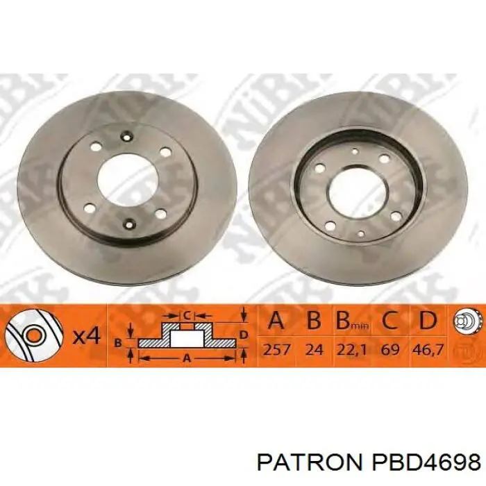 PBD4698 Patron freno de disco delantero