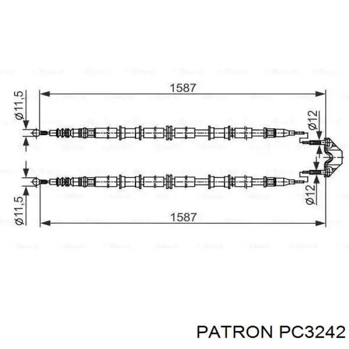 PC3242 Patron cable de freno de mano trasero derecho/izquierdo