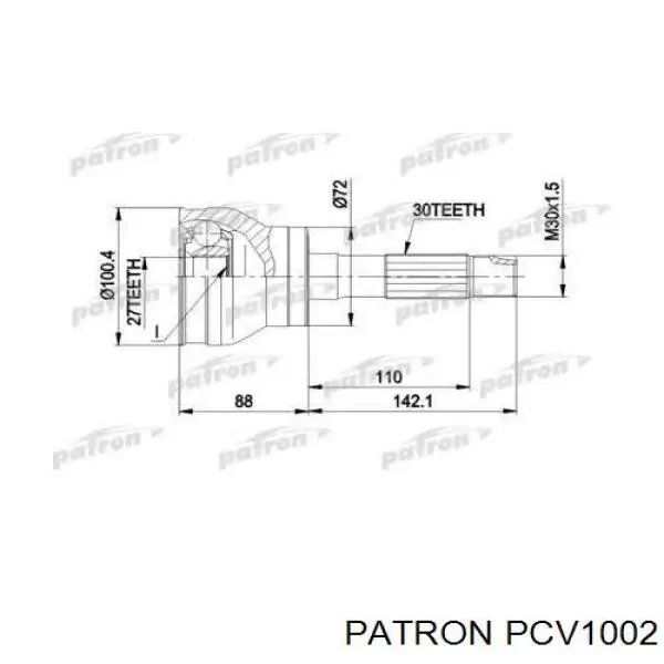 PCV1002 Patron árbol de transmisión delantero