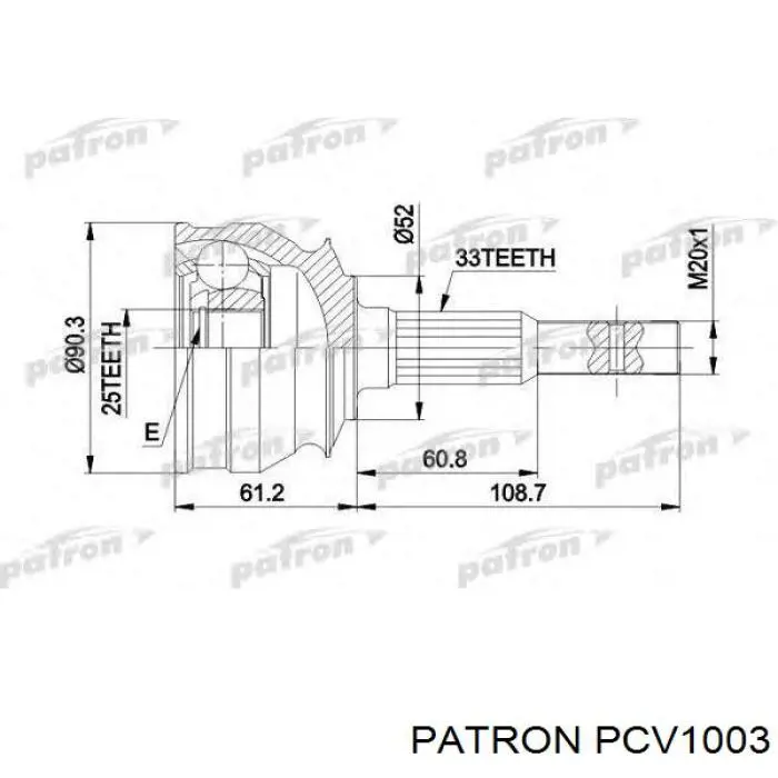 PCV1003 Patron junta homocinética interior delantera