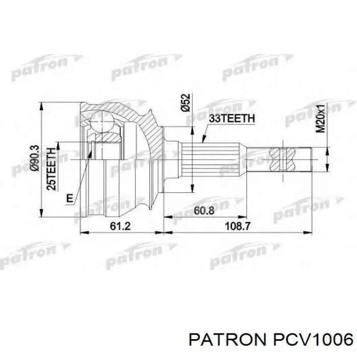 PCV1006 Patron junta homocinética exterior delantera