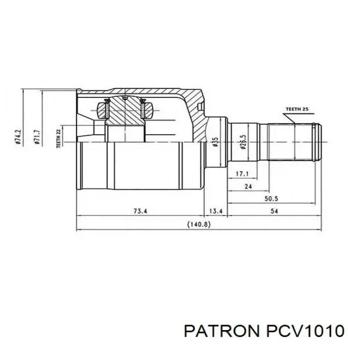 PCV1010 Patron junta homocinética exterior delantera