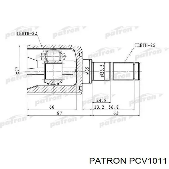 PCV1011 Patron junta homocinética interior delantera derecha