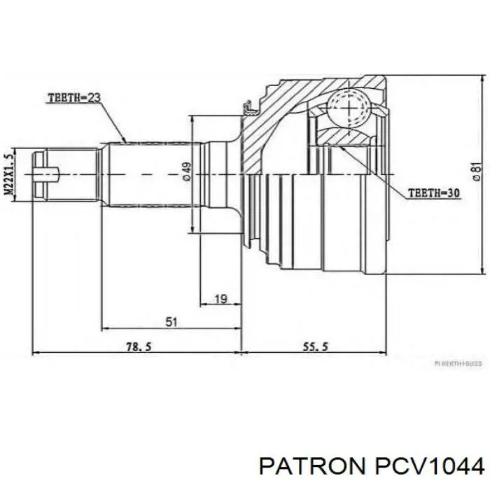 PCV1044 Patron junta homocinética exterior delantera derecha