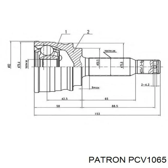 PCV1065 Patron junta homocinética exterior delantera