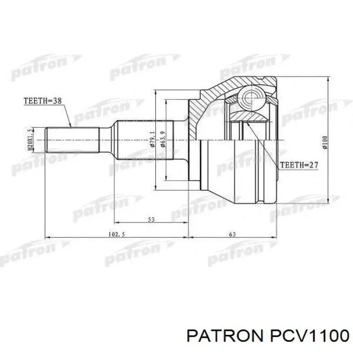 PCV1100 Patron junta homocinética exterior trasera