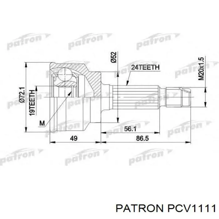 PCV1111 Patron junta homocinética exterior delantera