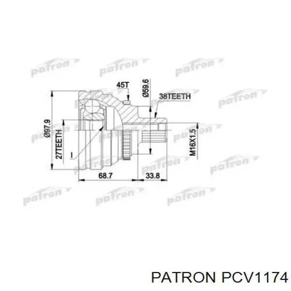 PCV1174 Patron junta homocinética exterior delantera