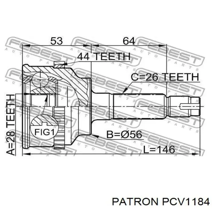 PCV1184 Patron junta homocinética exterior delantera derecha