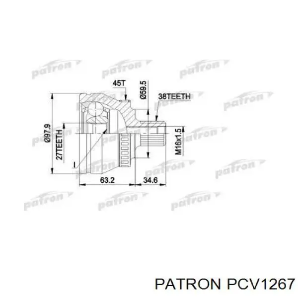 PCV1267 Patron junta homocinética exterior delantera