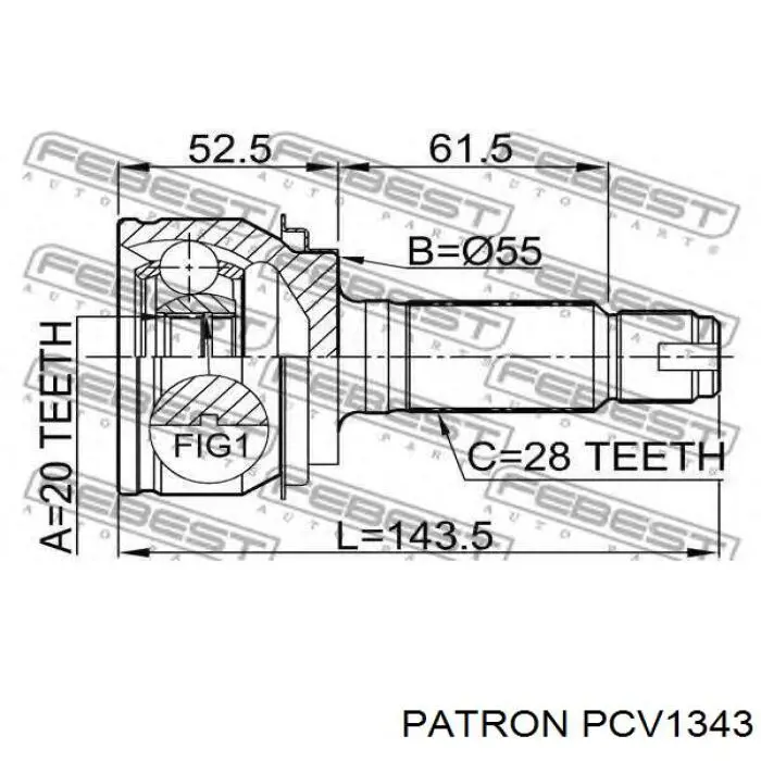 PCV1343 Patron junta homocinética exterior trasera