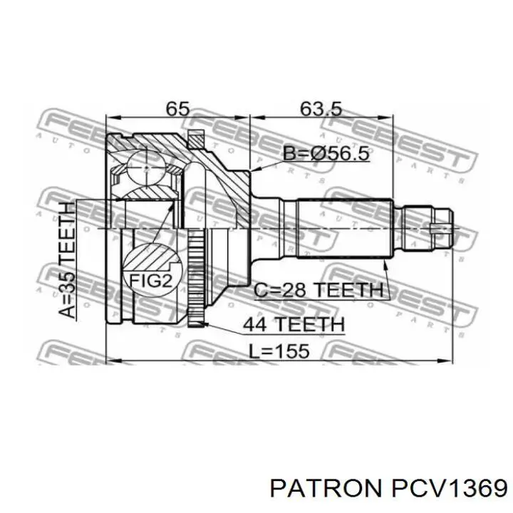 PCV1369 Patron árbol de transmisión delantero