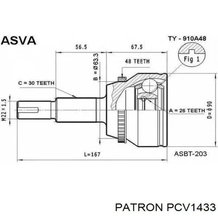 PCV1433 Patron junta homocinética exterior delantera