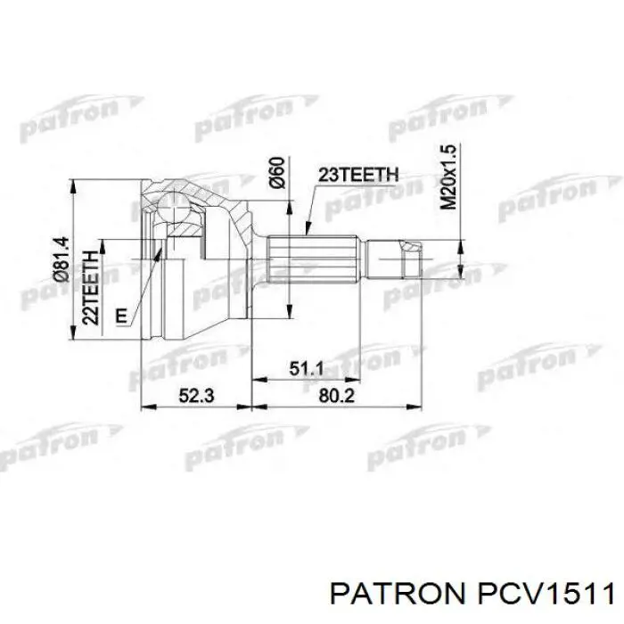 PCV1511 Patron junta homocinética exterior delantera