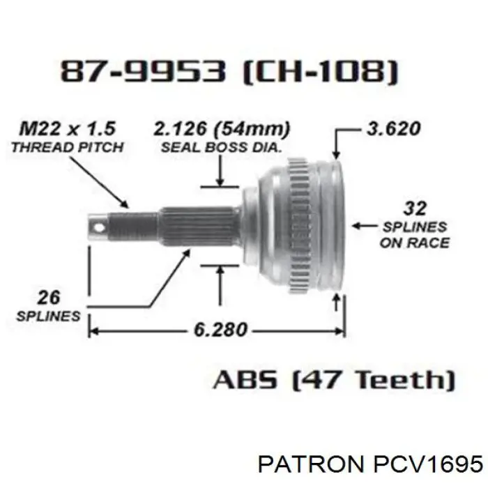 PCV1695 Patron junta homocinética exterior delantera