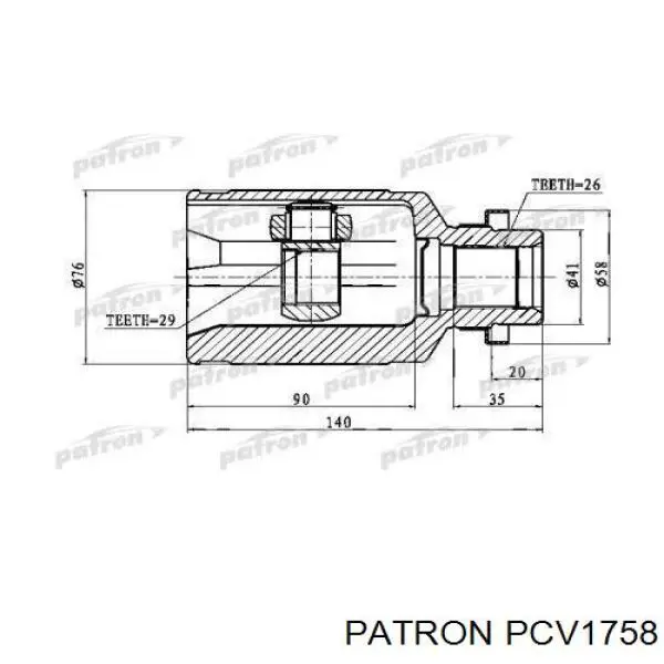 PCV1758 Patron junta homocinética interior delantera derecha