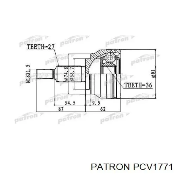 PCV1771 Patron junta homocinética exterior delantera