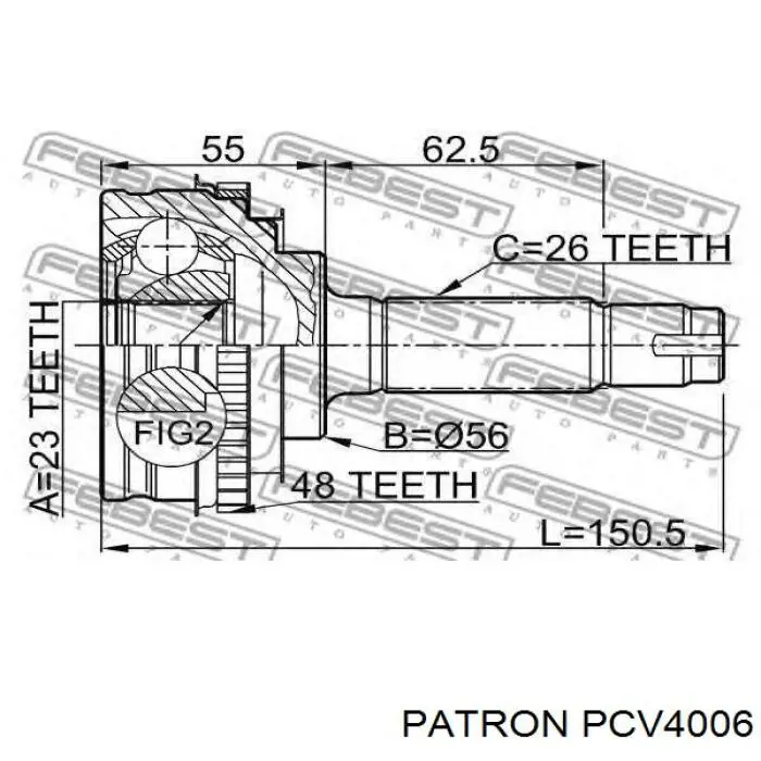 PCV4006 Patron junta homocinética exterior delantera