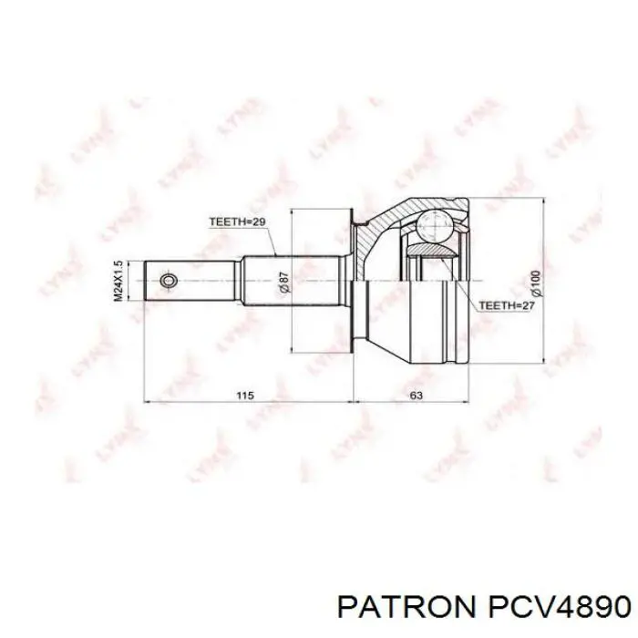 PCV4890 Patron junta homocinética exterior delantera