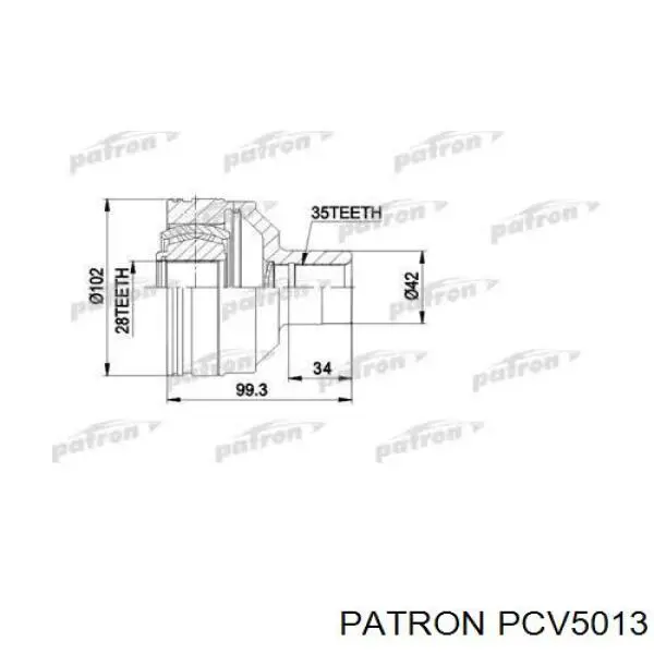 PCV5013 Patron junta homocinética interior delantera derecha