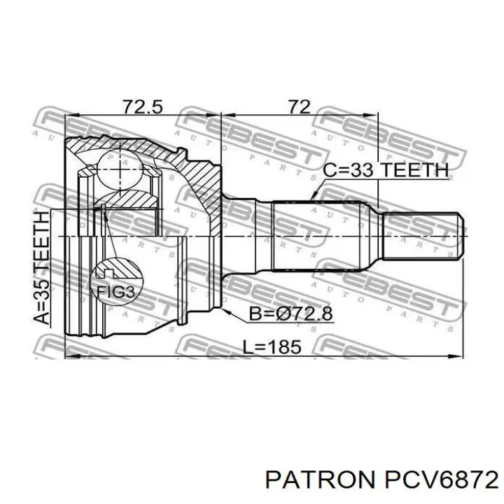 PCV6872 Patron junta homocinética exterior delantera